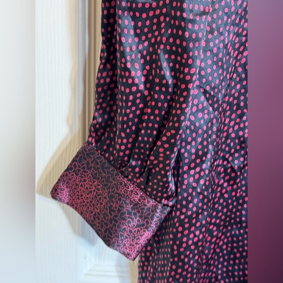 Shirt Dress Large Lapis Pink Polka Dot Black Long Vintage Apparel NWT - Picture 4 of 12